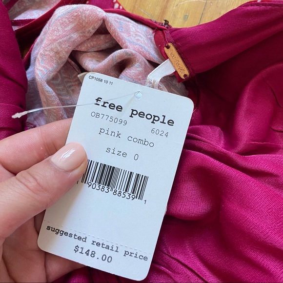 Free People cabbage multi jumpsuit romper red pink - Picture 6 of 7